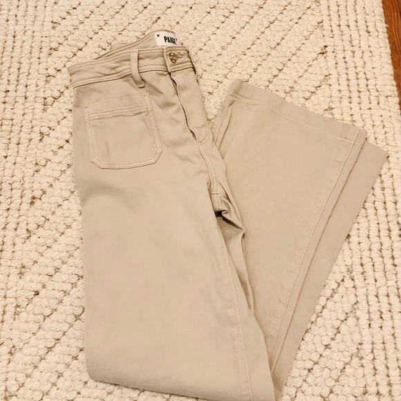 Pants - PAIGE LEENAH WIDE LEG PANTS JEANS TAN STRETCH SIZE 26 COTTON